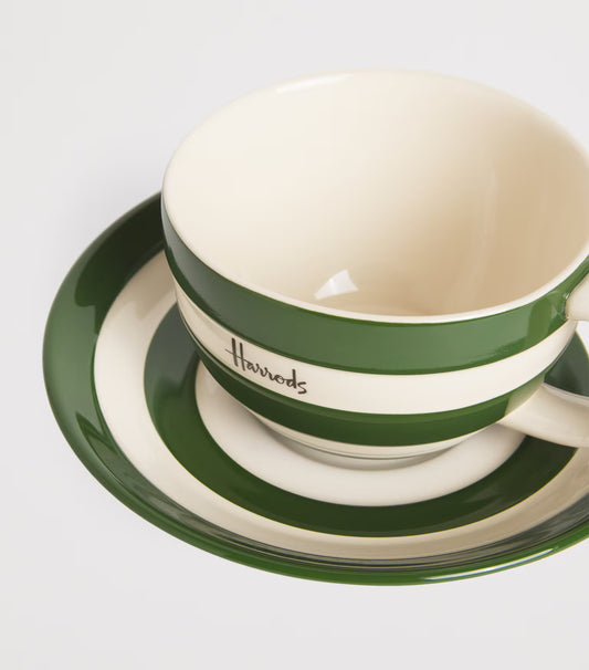 Harrods - Cornish Stripe Cup & Saucer Set (Green)