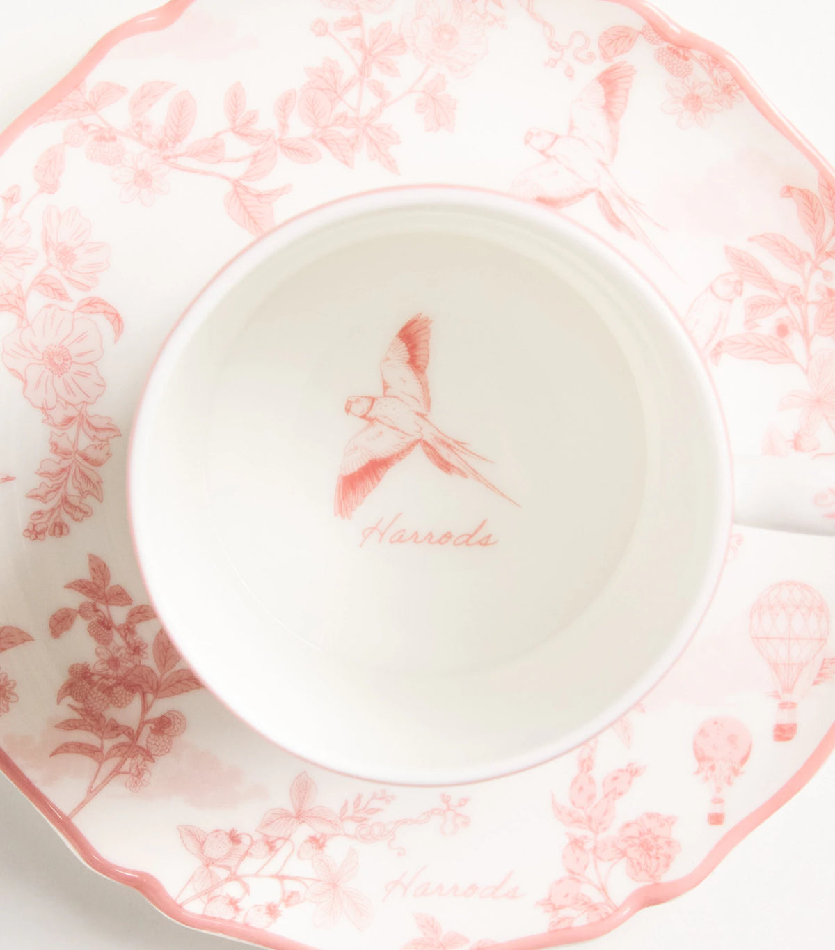 Harrods - Fine Bone China Toile Espresso Cup & Saucer (Pink)