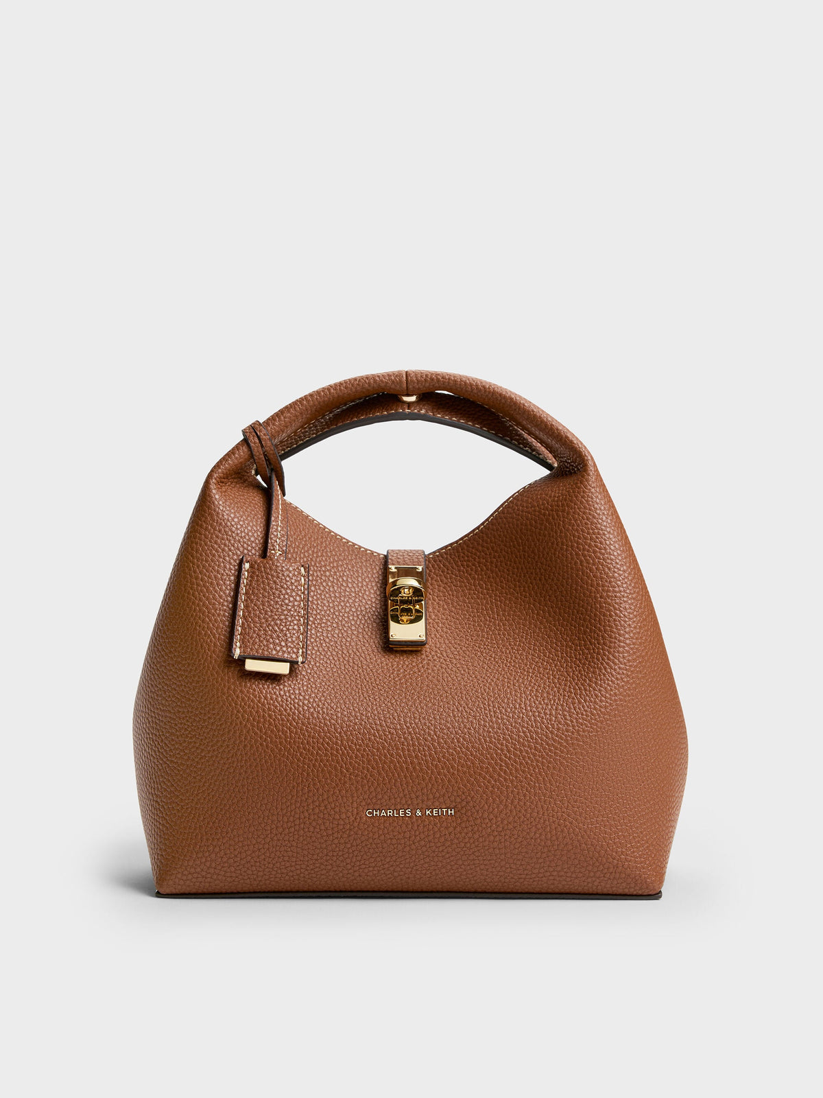 CHARLES & KEITH Chance Turn-Lock Bucket Bag - Chocolate