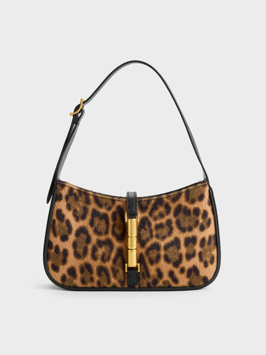 CHARLES & KEITH Cesia Leopard-Print Metallic-Accent Shoulder Bag - Multi