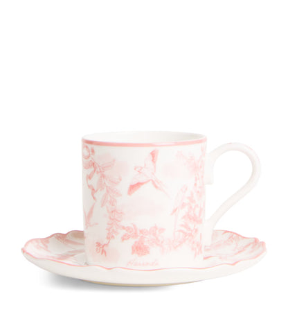Harrods - Fine Bone China Toile Espresso Cup & Saucer (Pink)