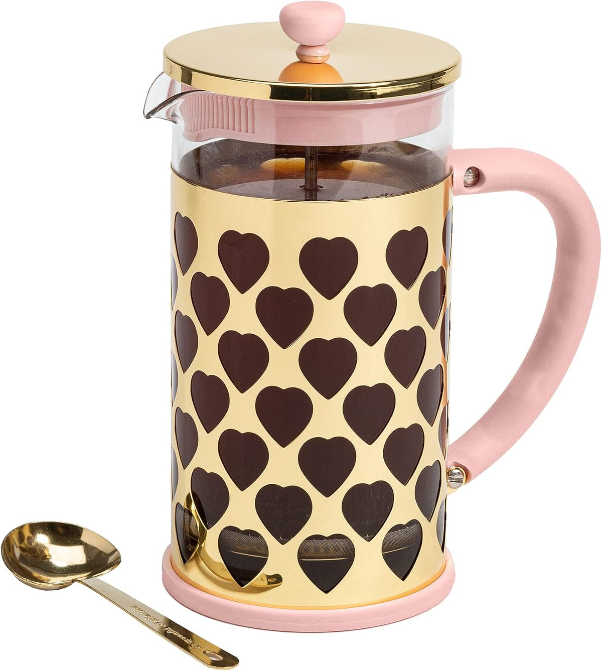 French Press Coffee Maker With Heart Shaped Measuring Scoop