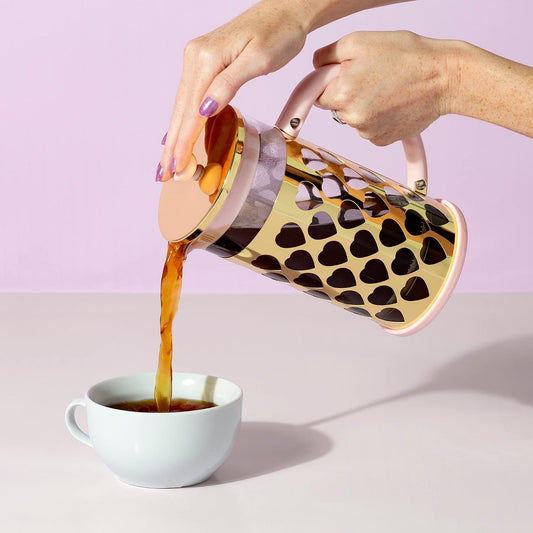 French Press Coffee Maker With Heart Shaped Measuring Scoop
