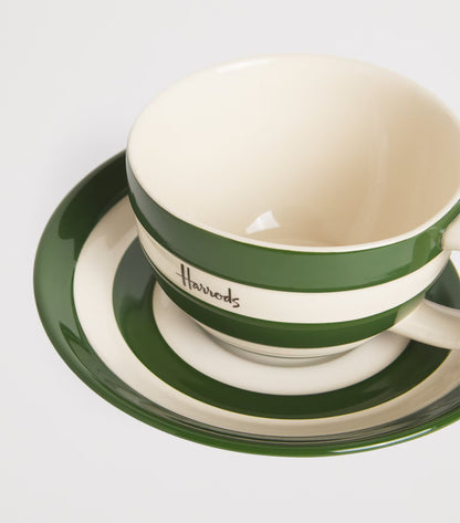 Harrods - Cornish Stripe Cup & Saucer Set (Green)