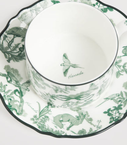 Harrods - Bone China Toile Espresso Cup & Saucer (Green)