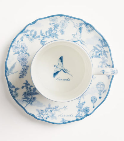 Harrods - Fine Bone China Toile Espresso Cup & Saucer (Blue)