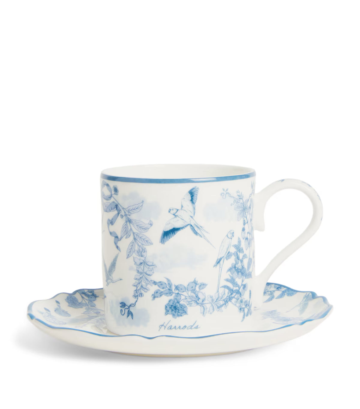 Harrods - Fine Bone China Toile Espresso Cup & Saucer (Blue)
