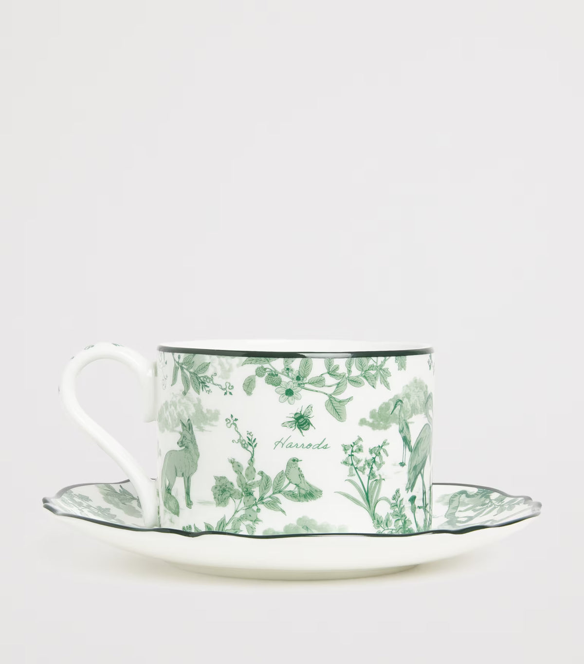 Harrods - Bone China Toile Espresso Cup & Saucer (Green)