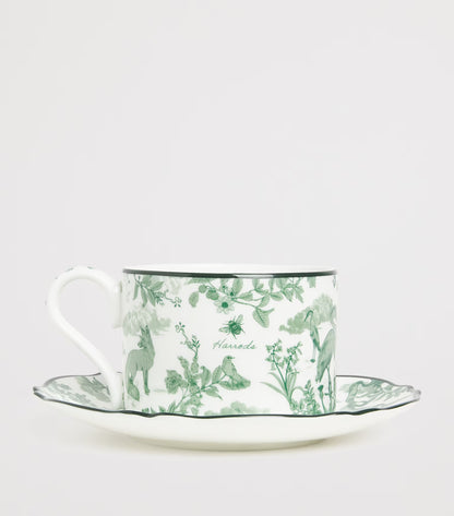 Harrods - Bone China Toile Espresso Cup & Saucer (Green)